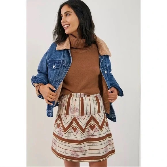 Anthropologie Tiny Raleigh abstract print Mini Skirt Size: M - Picture 1 of 8